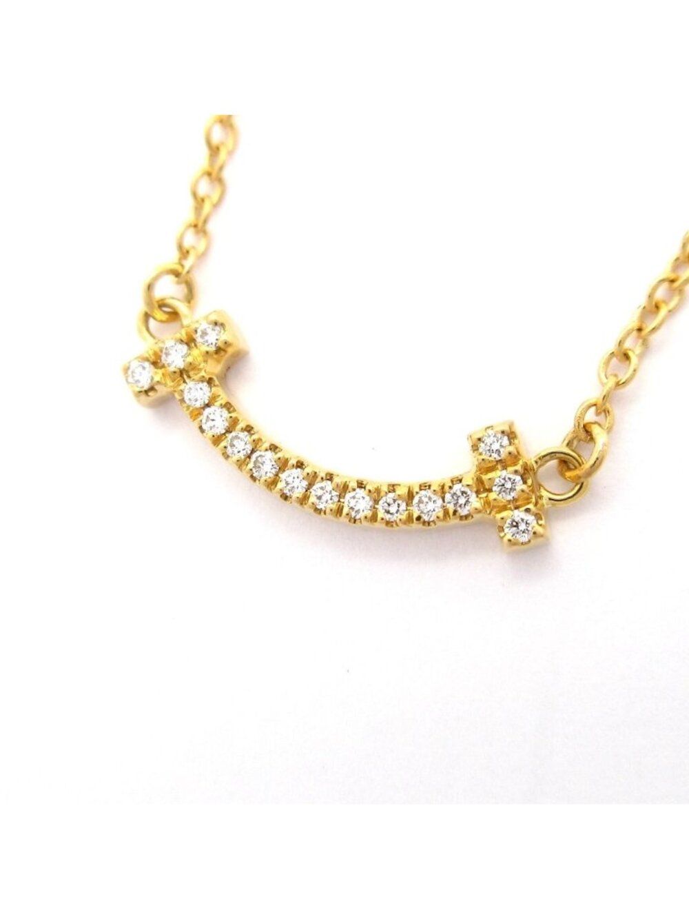 Tiffany & Co Necklace T Smile Pendant 18k Yellow Gold Diamond